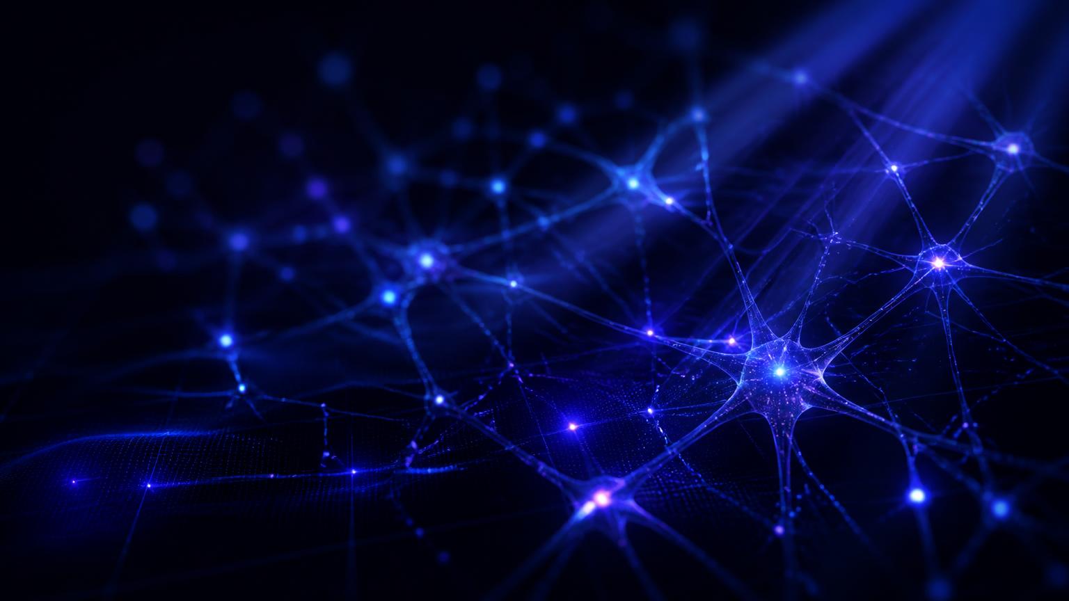 Abstract visualization of connected neural networks and data flows